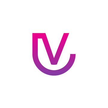 Initial letter , , vl, v inside l, linked line circle shape logo, purple pink gradient color