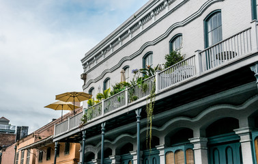 Picturesque old mansions of the French Quarter in New Orleans. Bourbon Street