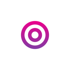 Initial letter oo, o inside o, linked line circle shape logo, purple pink gradient color