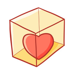 Cartoon heart trapped in a box - vector.