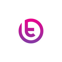 Initial letter ot, to, t inside o, linked line circle shape logo, purple pink gradient color - obrazy, fototapety, plakaty