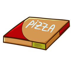 Funny and cool pizza box ready to deliver - vector.