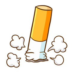 Funny cigarette get turned off in cartoon style - vector.