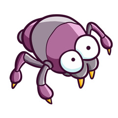 Cute and funny purple gray spider crawling - vector.