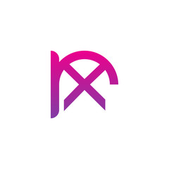 Initial letter rx, xr, x inside r, linked line circle shape logo, purple pink gradient color

