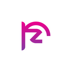 Initial letter rz, zr, z inside r, linked line circle shape logo, purple pink gradient color

