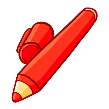 Funny red marker to write - vector.