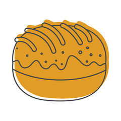 Roll bakery product in doodle style icons vector illustration for design and web isolated on white background