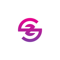 Initial letter sz, zs, z inside s, linked line circle shape logo, purple pink gradient color


