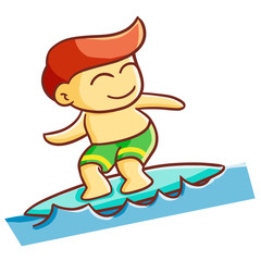 Funny and cool man surfing on holiday - vector.