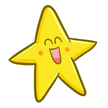 Funny and cute yellow star smiling happily - vector.