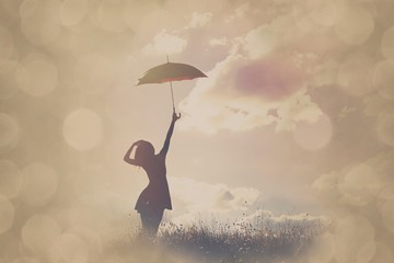 young women with umbrella