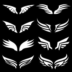 Wings logo elements, Wing icon design collection, vector illustrations.