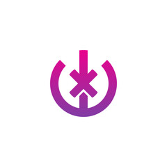 Fototapeta premium Initial letter wx, xw, x inside w, linked line circle shape logo, purple pink gradient color