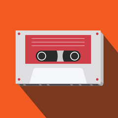 Cassette tape. Sound and music icon. Flat design. Vector illustration.