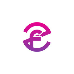 Initial letter zf, fz, f inside z, linked line circle shape logo, purple pink gradient color

