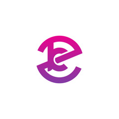 Initial letter zk, kz, k inside z, linked line circle shape logo, purple pink gradient color

