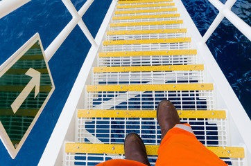 Staircase on oil and gas plant. offshore plateform