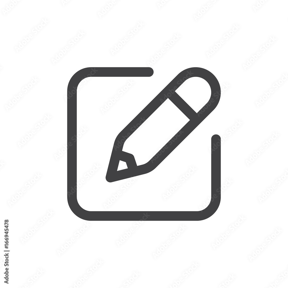 Poster write line simple icon, outline vector sign, linear style pictogram isolated on white. edit, new not