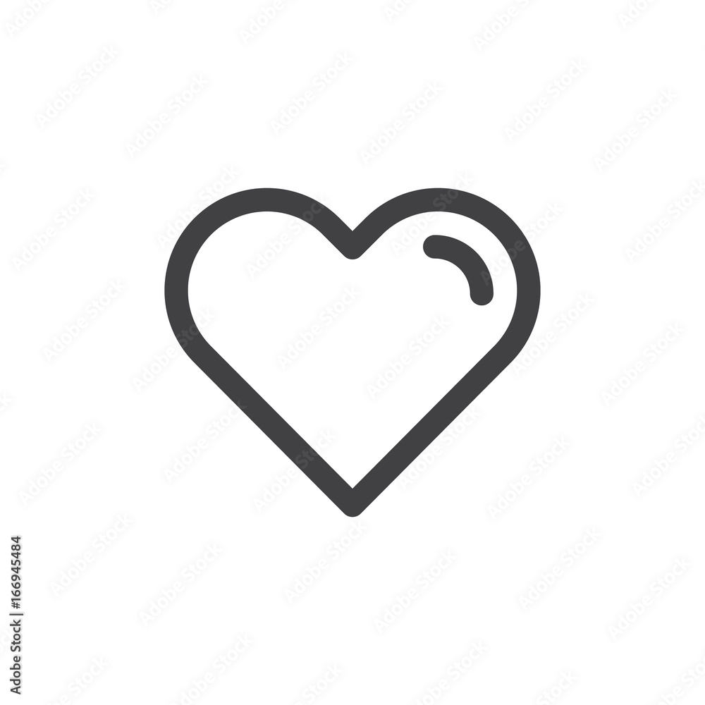 Wall mural heart line simple icon, outline vector sign, linear style pictogram isolated on white. love, favorit - Wall murals