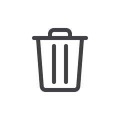 Trash bin line simple icon, outline vector sign, linear style pictogram isolated on white. Delete symbol, logo illustration. Editable stroke. Pixel perfect vector graphics