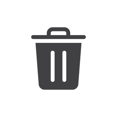Trash bin simple icon vector, filled flat sign, solid glyph isolated on white. Delete symbol, logo illustration. Pixel perfect vector graphics