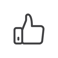 Thumb up line simple icon, outline vector sign, linear style pictogram isolated on white. Hand gesture symbol, logo illustration. Editable stroke. Pixel perfect vector graphics