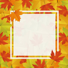 Naklejka na ściany i meble autumn background with colorful leaves and blank space for your content, template, and design. Vector illustration autumn concept