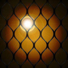 Fototapeta premium Sunlight at sunset behind bars background 