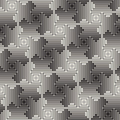 Vector Seamless Black And White Lines Pattern Abstract Background. Cross Shapes Geometric Tiling Ornament.