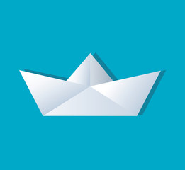 paper boat on the waves, paper boat sailing on blue water surface
