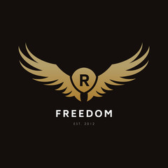 Freedom wing logo template. vector illustration
