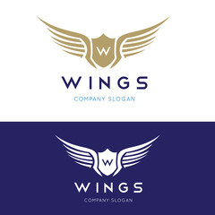 w wing logo template. vector illustration
