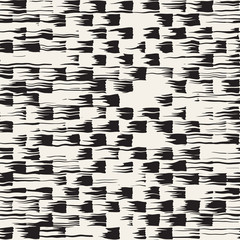 Vector seamless pattern with brush stripes and strokes. Black and white background with ink elements. Hand painted grunge texture.