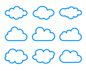 cloud icons set on white background