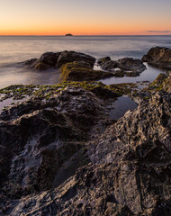 Moss covered rocks at sunrise Flagstaff hill