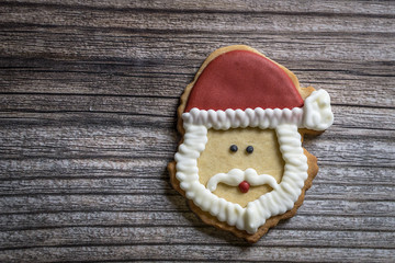 Christmas cookies on wooden table