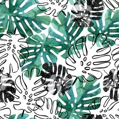 Cercles muraux Impressions graphiques Monstera leaves seamless pattern.