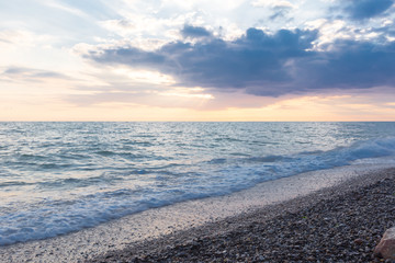 Sea surf on a stony beach.