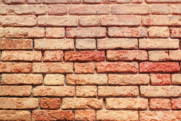 Texture of a brick wall made from an old red bricks. Picture taken in Venice.