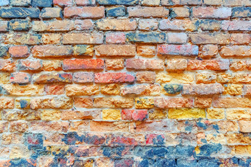 Texture of a brick wall made from an old red bricks. Picture taken in Venice.