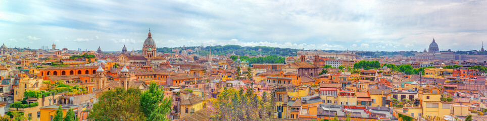 Fototapeta na wymiar View of the city of Rome from above, from the hill of Terrazza del Pincio. Italy.