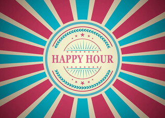 Happy Hour Retro Vintage Style Stamp Background
