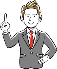ビジネスマン　提案　指差し