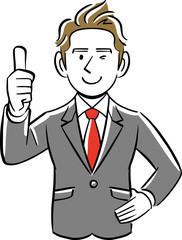 ビジネスマン　サムアップ