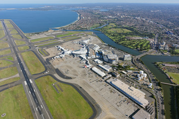 Sydney Airport, International Terminal, looking south-west towards Brighton-Le-Sands