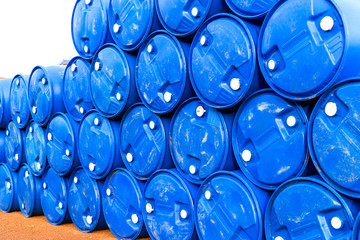 oil barrels or chemical drums stacked up