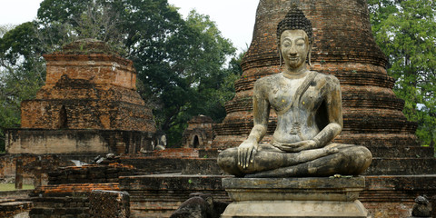 statue of buddha,in the historical park of Sukhothai,Thailand 