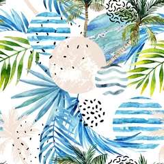 Fotobehang Abstract summer tropical palm trees and leaves background © Tanya Syrytsyna