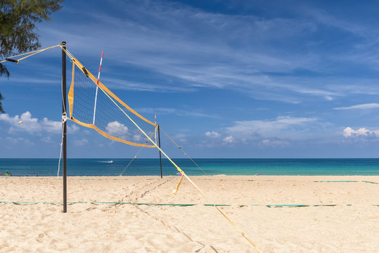 Volleyball net on the tropical beach